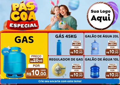 Modelo de Encarte para Encarte A4 Horizontal com o tema Páscoa Especial para Água e gás