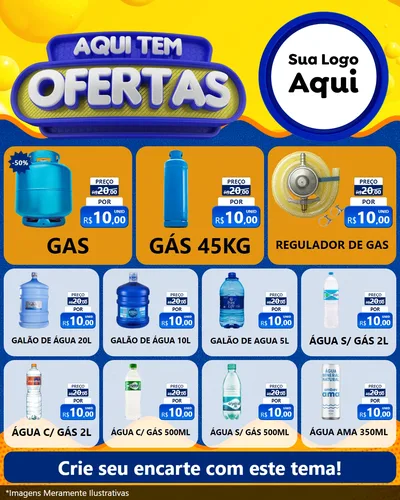 Modelo de Rede Social para Feed Instagram com o tema Aqui Tem Ofertas para Água e gás