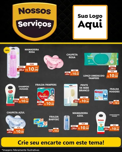 Modelo de Rede Social para Feed Instagram com o tema Nossos Serviços para Bebês