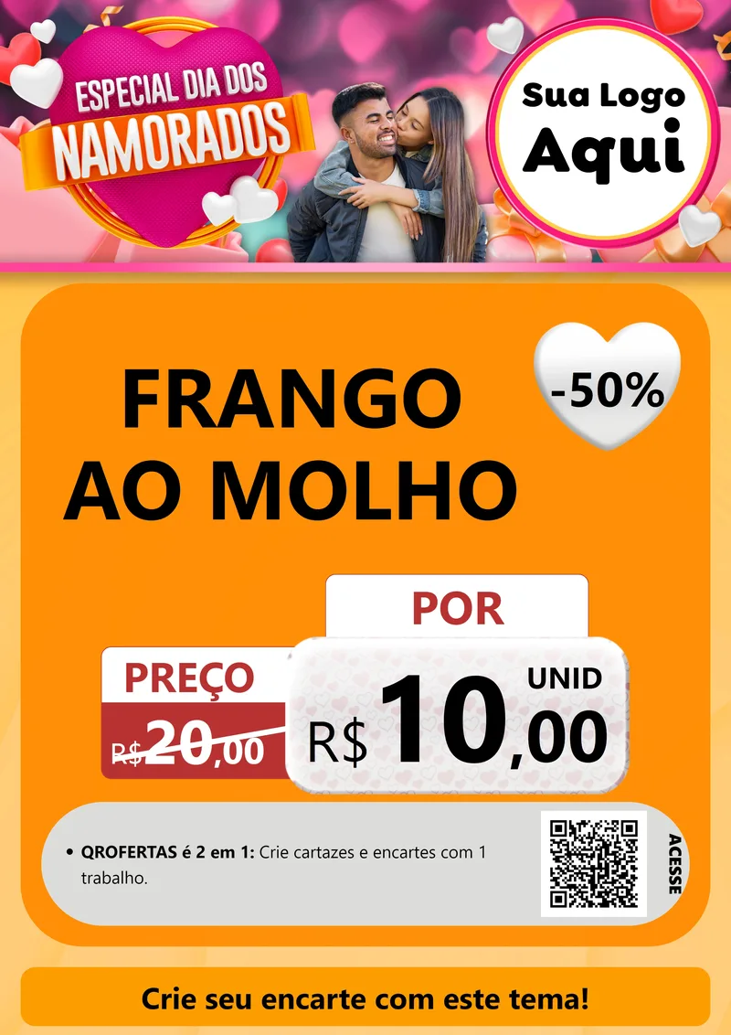 Modelo de Cartaz para Cartaz A4 Vertical com o tema Especial Dia dos Namorados para Restaurante