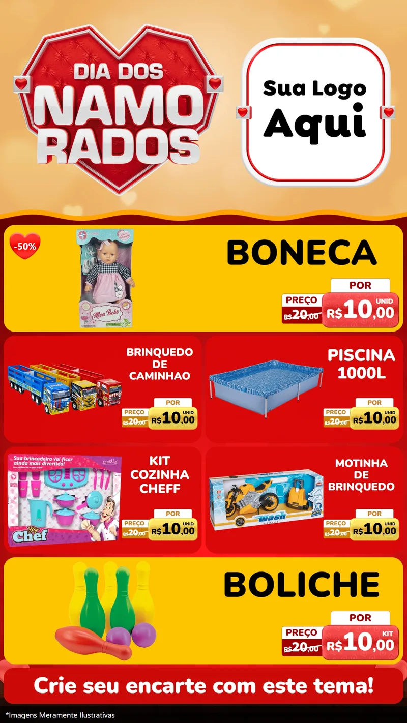 Modelo de TV para TV Vertical com o tema Dia dos Namorados para Brinquedos