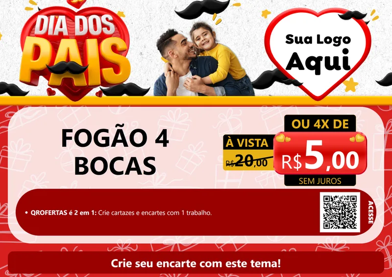 Modelo de Cartaz para Cartaz A4 Horizontal com o tema Dia dos Pais para Móveis e Eletro