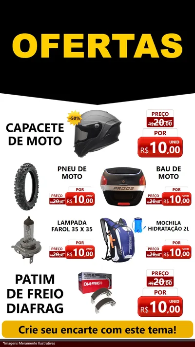 Modelo de TV para TV Vertical com o tema Ofertas Preto e Vermelho Cartaz para Moto peças
