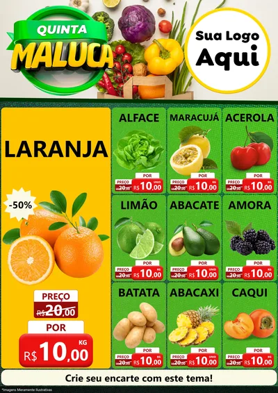 Modelo de Encarte para Encarte A4 Vertical com o tema Quinta Maluca - Hortifrúti para Hortifrúti