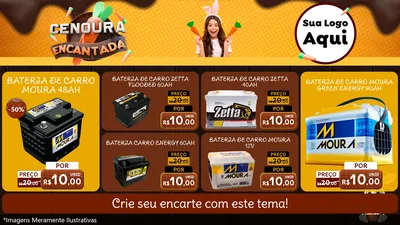 Modelo de TV para TV Horizontal com o tema Cenoura Encantada - Páscoa para Baterias Elétricas