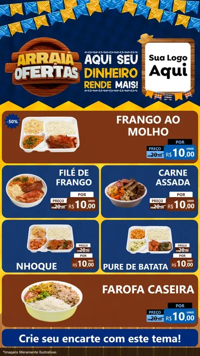 Modelo de TV para TV Vertical com o tema Arraiá de Ofertas - Junina para Restaurante