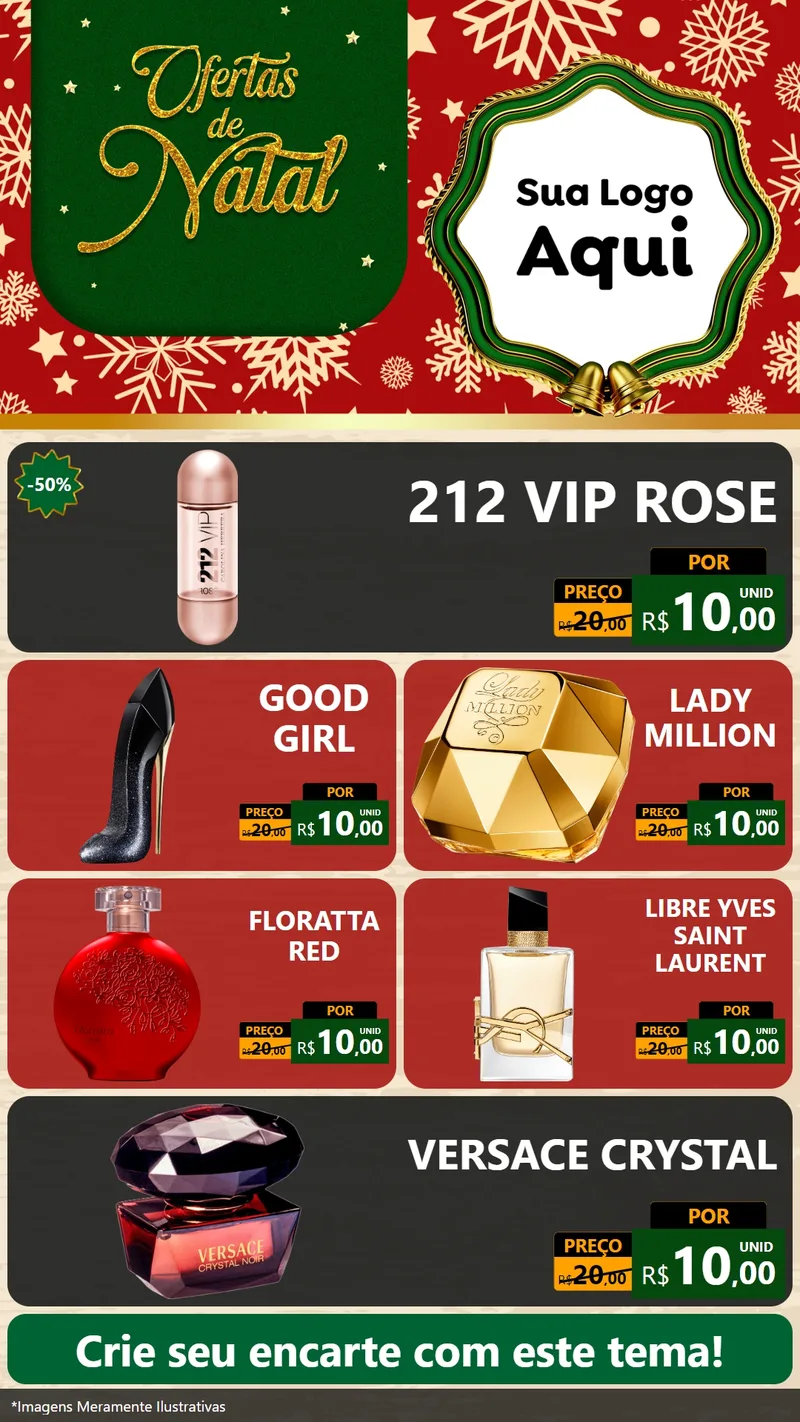Modelo de TV para TV Vertical com o tema Natal de Ofertas para Perfumes