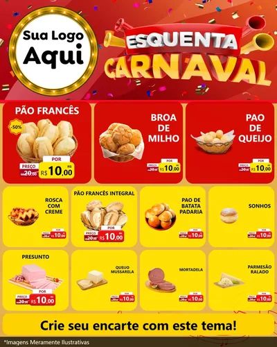 Modelo de Rede Social para Feed Instagram com o tema Esquenta Carnaval para Padaria
