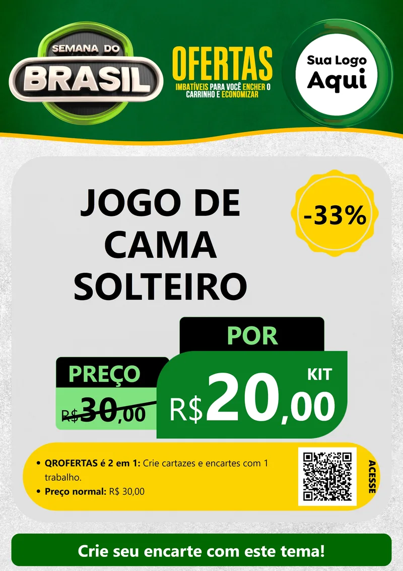Modelo de Cartaz para Cartaz A4 Vertical com o tema Semana do Brasil para Cama, Mesa e Banho