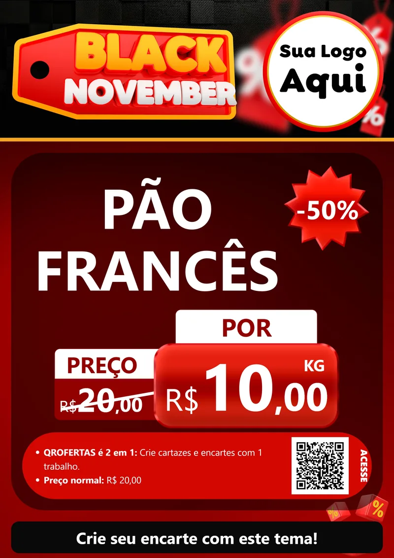 Modelo de Cartaz para Cartaz A4 Vertical com o tema Black November para Padaria