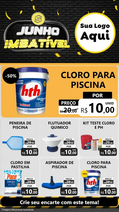 Modelo de Rede Social para Stories com o tema Junho Imbatível para Produtos para Piscina