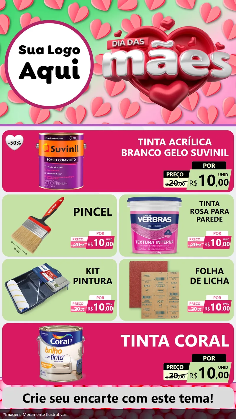 Modelo de TV para TV Vertical com o tema Dia das Mães para Tintas e Ferramentas