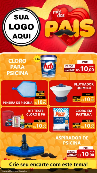 Modelo de TV para TV Vertical com o tema Mês Dos Pais para Produtos para Piscina