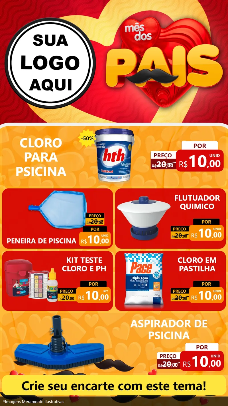 Modelo de TV para TV Vertical com o tema Mês Dos Pais para Produtos para Piscina