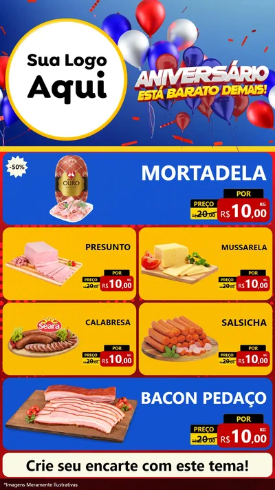 Modelo de TV para TV Vertical com o tema Aniversário para Frios e Laticínios