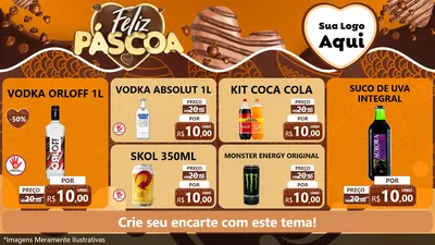 Modelo de TV para TV Horizontal com o tema Feliz Páscoa para Distribuidora de bebidas