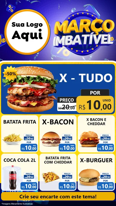 Modelo de Rede Social para Stories com o tema Março Imbatível para Hamburgueria