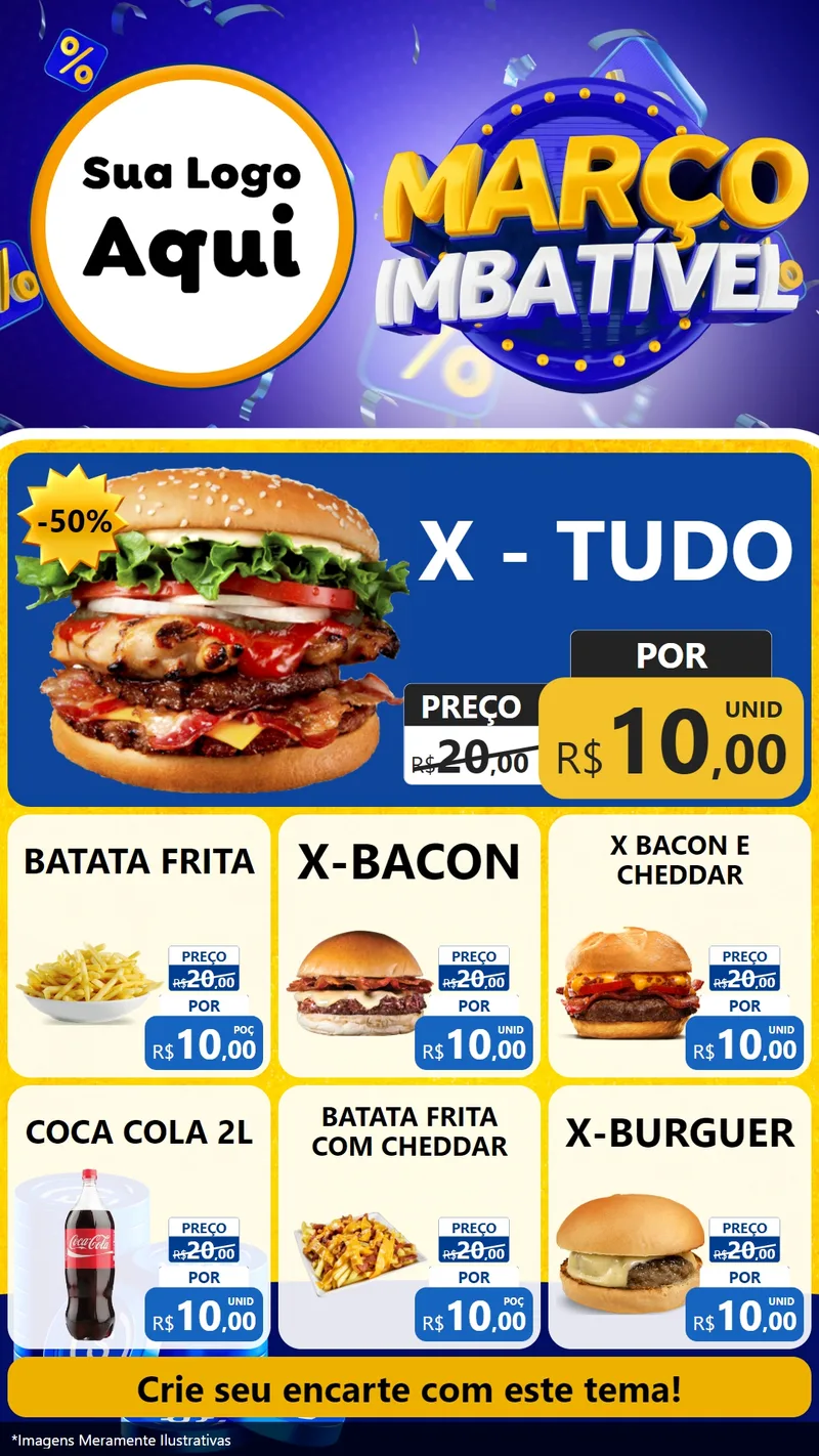 Modelo de Rede Social para Stories com o tema Março Imbatível para Hamburgueria