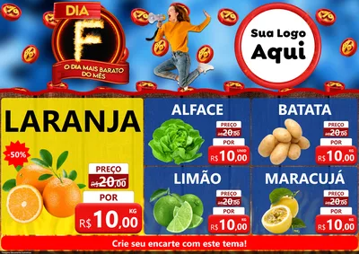 Modelo de Encarte para Encarte A4 Horizontal com o tema Dia F - O Dia Mais Barato Do Mês para Hortifrúti