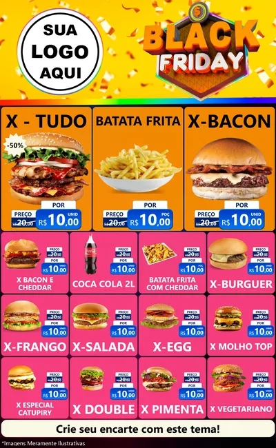 Modelo de Encarte para Encarte Grande com o tema Black Friday para Hamburgueria