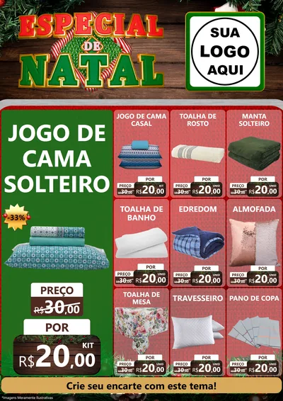Modelo de Encarte para Encarte A4 Vertical com o tema Especial de Natal para Cama, Mesa e Banho