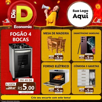 Modelo de Rede Social para Feed Facebook com o tema Dia D Economia para Móveis e Eletro