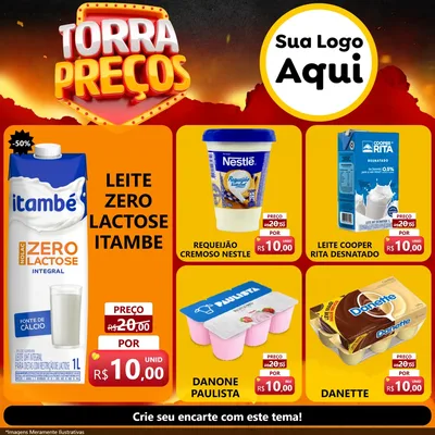Modelo de Rede Social para Feed Facebook com o tema Torra Preços para Frios e Laticínios