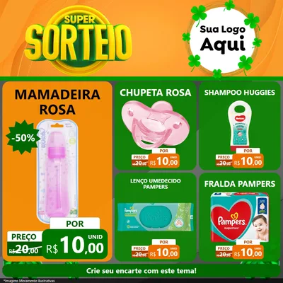 Modelo de Rede Social para Feed Facebook com o tema Super Sorteio para Bebês