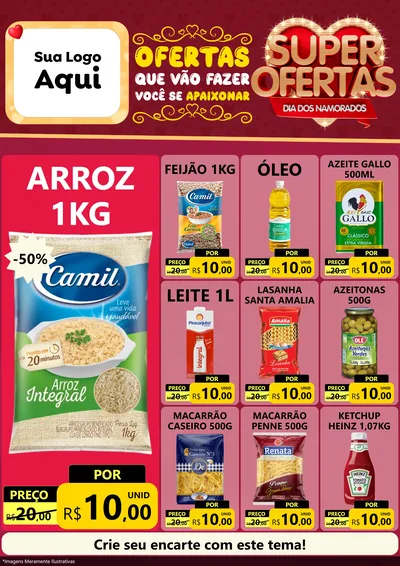 Modelo de Encarte para Encarte A4 Vertical com o tema Dia dos Namorados para Supermercado