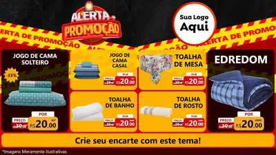 Modelo de TV para TV Horizontal com o tema Alerta de Promoção para Cama, Mesa e Banho
