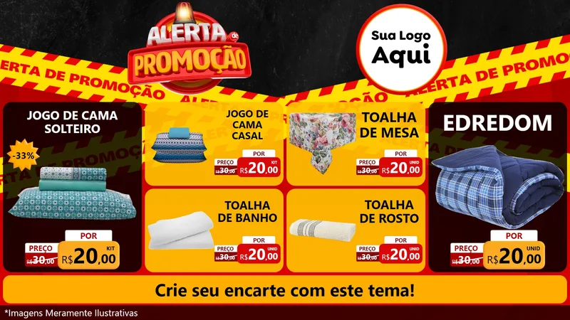 Modelo de TV para TV Horizontal com o tema Alerta de Promoção para Cama, Mesa e Banho