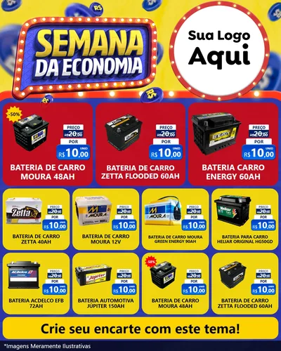 Modelo de Rede Social para Feed Instagram com o tema Semana da Economia para Baterias Elétricas