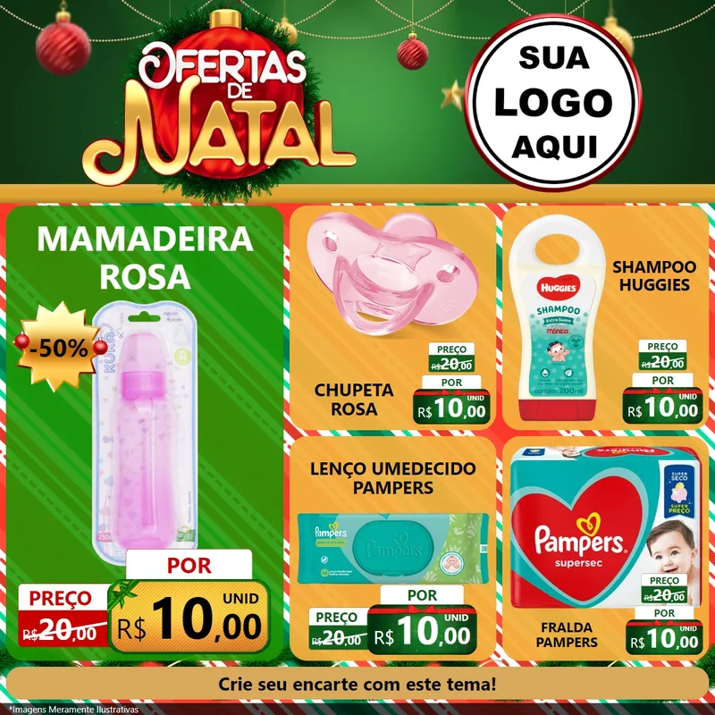 Modelo de Rede Social para Feed Facebook com o tema Ofertas de Natal para Bebês