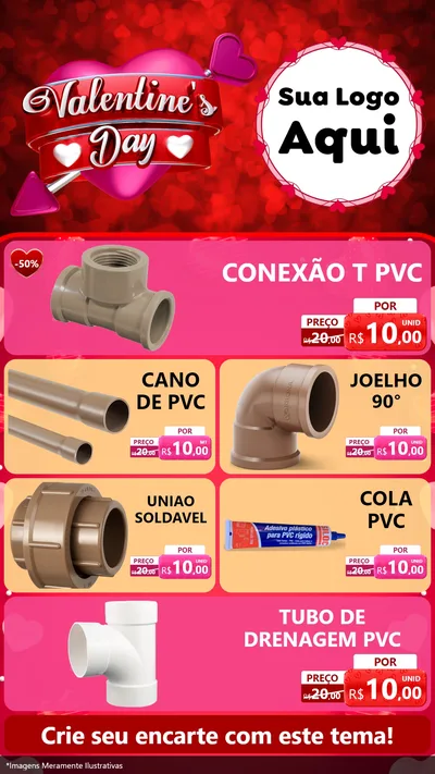 Modelo de TV para TV Vertical com o tema Valentine's Day para Tubos e conexões