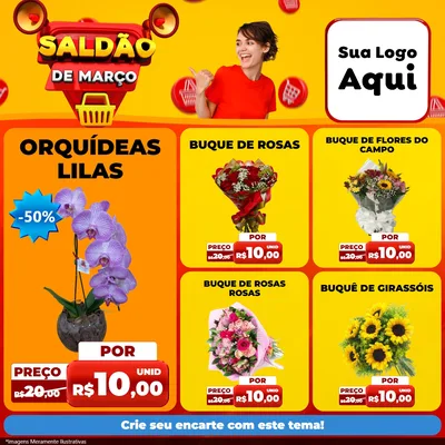 Modelo de Rede Social para Feed Facebook com o tema Saldão de Março para Floricultura e jardim