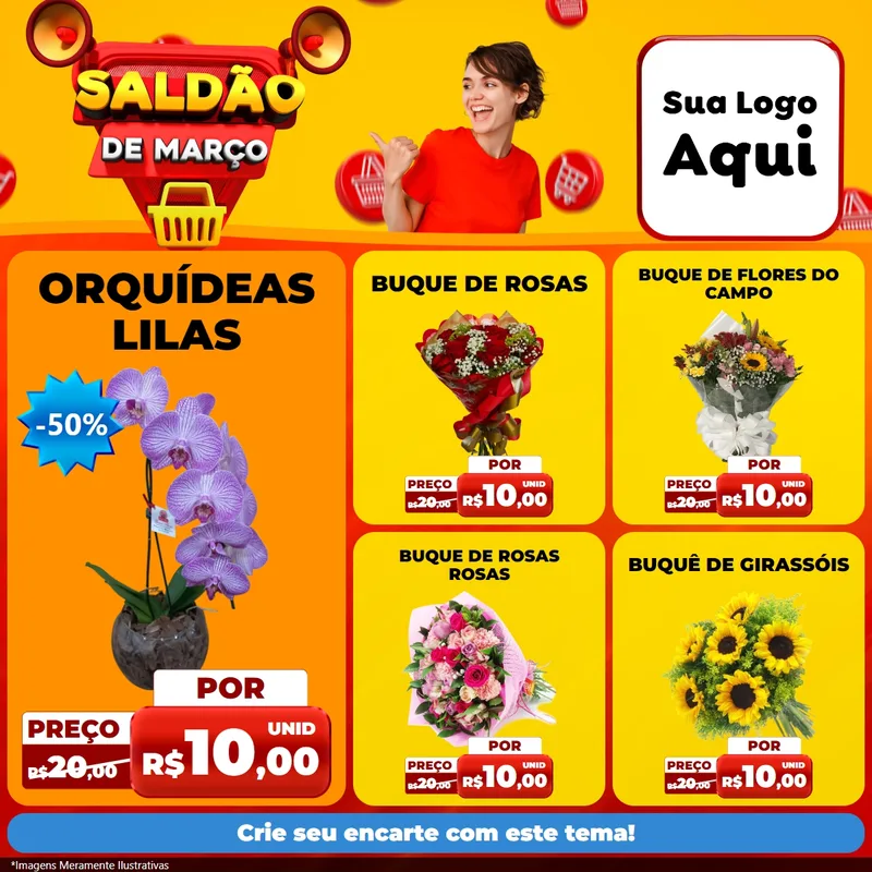 Modelo de Rede Social para Feed Facebook com o tema Saldão de Março para Floricultura e jardim