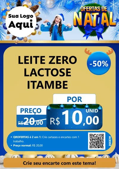 Modelo de Cartaz para Cartaz A4 Vertical com o tema Ofertas de Natal para Frios e Laticínios
