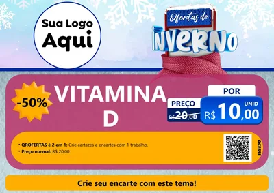 Modelo de Cartaz para Cartaz A4 Horizontal com o tema Ofertas de Inverno para Farmácia