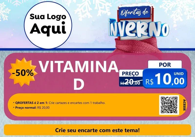 Modelo de Cartaz para Cartaz A4 Horizontal com o tema Ofertas de Inverno para Farmácia
