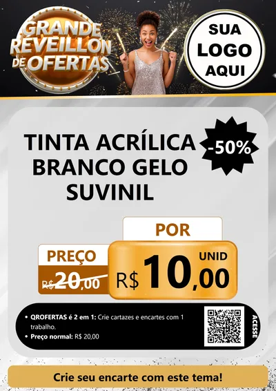 Modelo de Cartaz para Cartaz A4 Vertical com o tema Grande Réveillon de Ofertas para Tintas e Ferramentas