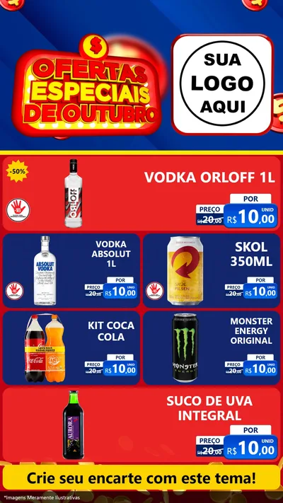 Modelo de TV para TV Vertical com o tema Ofertas Especiais de Outubro para Distribuidora de bebidas
