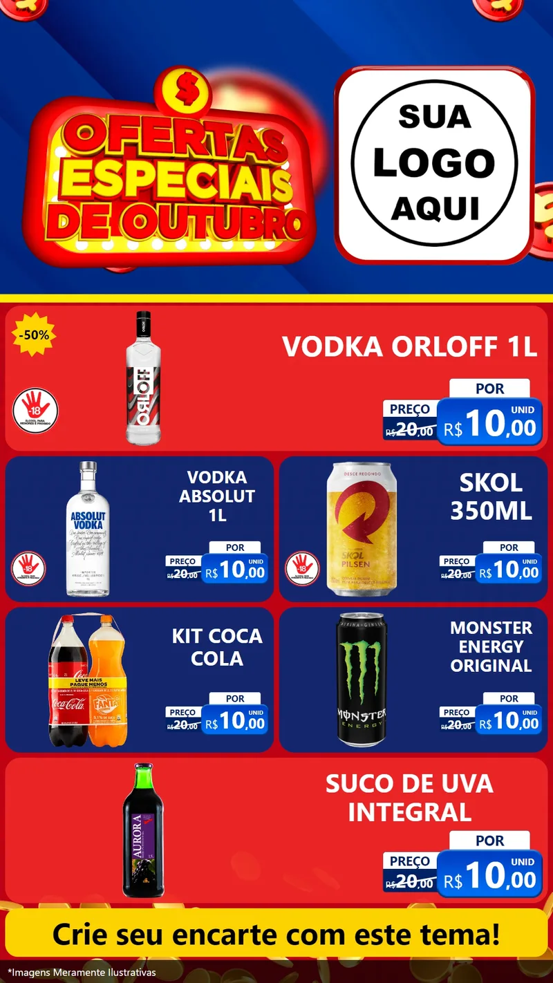 Modelo de TV para TV Vertical com o tema Ofertas Especiais de Outubro para Distribuidora de bebidas