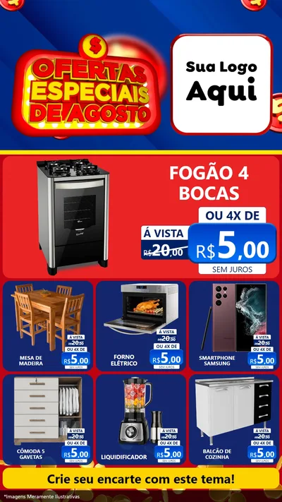 Modelo de Rede Social para Stories com o tema Ofertas Especiais de Agosto para Móveis e Eletro