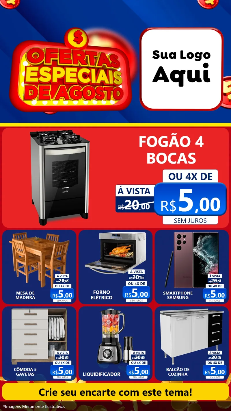 Modelo de Rede Social para Stories com o tema Ofertas Especiais de Agosto para Móveis e Eletro