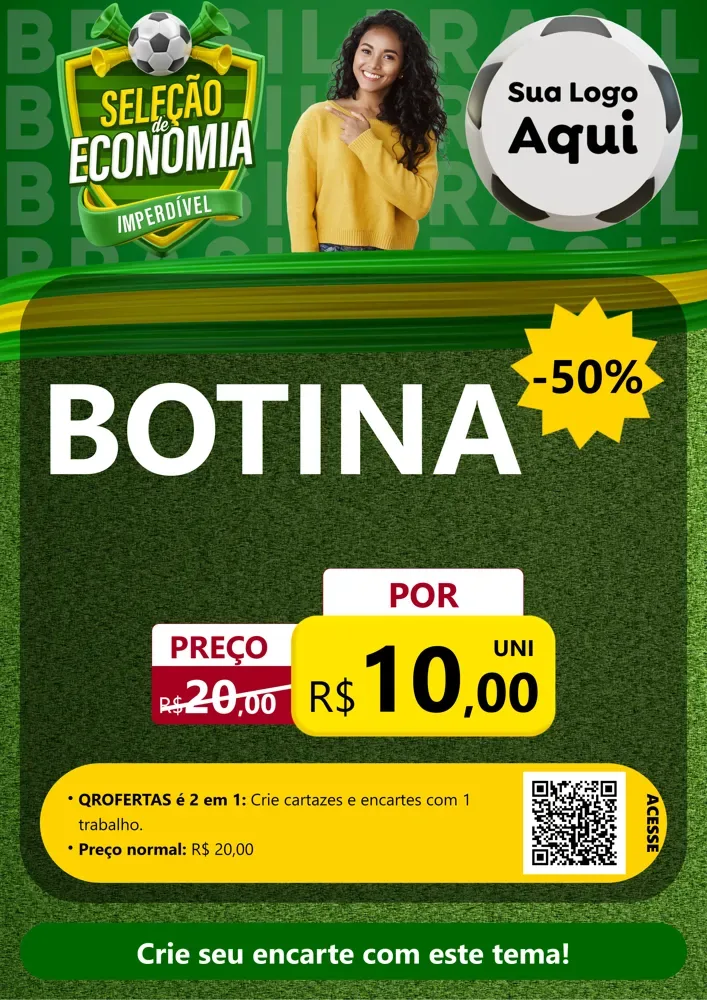 Modelo de Cartaz para Cartaz A4 Vertical com o tema Seleção de Economia - Copa para Agropecuária