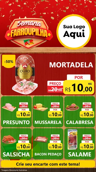 Modelo de Rede Social para Stories com o tema Semana Farroupilha para Frios e Laticínios