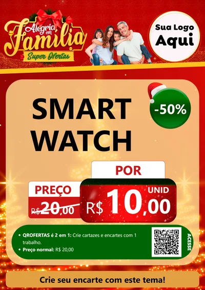 Modelo de Cartaz para Cartaz A4 Vertical com o tema Alegria em Família Super Ofertas - Natal para Informática