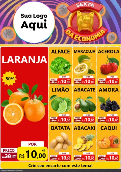 Modelo de Encarte para Encarte A4 Vertical com o tema Sexta da Economia para Hortifrúti