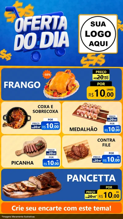 Modelo de TV para TV Vertical com o tema Oferta do Dia para Assados