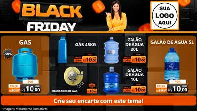 Modelo de TV para TV Horizontal com o tema Black Friday para Água e gás